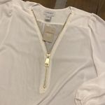 Carmen Marc Valvo  ivory white blouse with large detail exposed‎ zipper NEW Photo 2
