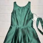 NWT - Dessy Girl - Junior Hunter Green Satin Twill Bridesmaid Dress - Size 14JR.  Photo 3