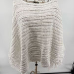 Ralph Lauren Lauren White Knit Fringe Poncho Sweater Size Large/XL Beach Travel Photo 0