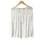 Desigual  Neusifu White Bell‎ Long Sleeve Boho Gold Mandala Top Size Medium Photo 4