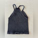 Free People  Happiness Runs Long Crop Tank Washed Black M/L Photo 4