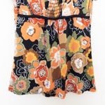 Y2K Only 9 Womens Babydoll Top Size M Petite Black Orange Floral Retro Indie Photo 3
