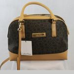 Calvin Klein Saffiano Leather Satchel Purse Brown Photo 1