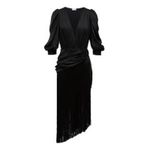 MAGDA BUTRYM Wels Black Asymmetric Layered Fringed Silk Photo 3
