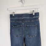 Spanx  Cropped Flare Jeans Medium Wash Pull On Stretch Raw Hem Womens Small Photo 5