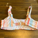 Xhilaration  Swim Top Bikini Striped Crop Medium Neutral Photo 1