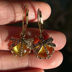 Dragonfly Faux Crystal Earrings in yellow Gold Photo 1