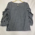 Skies Are Blue  White & Blue Striped Ruffled Sleeve Blouse Shirt Womens Small Photo 3