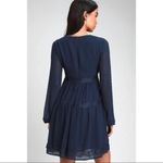 Lulus lulu’s wistful moments lace swiss dot dress navy NWT Photo 7