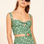 Reformation Brandi Kelly Green Floral Summer Crop Top Smocked Festival Photo 0