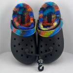 Crocs Black Classic Fur Lined Fuzzy Tie Dye Clogs Men's 4 Womens 6 NWT Photo 1
