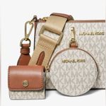 Michael Kors Jet Set Logo Crossbody Bag with Case for Apple AirPods Pro White and Gold Photo 4