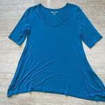 Soft Surroundings ‎ Womens Teal Blue Short Sleeve T-Shirt PS Photo 0