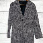 Forever 21 Black, Pink, & White Tweed Single Button Longline Coat Jacket Size Medium Photo 0