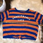 Flirtitude  blue/orange Stripe crop top Photo 5