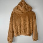 Boutique Cropped Teddy Bear Hoodie Brown Jr Medium of Small Adult With Ears Photo 4