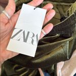 ZARA Olive Green Velour Pants joggers NWT size small Photo 5
