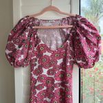ZARA Puff Off the Shoulder Sleeve Smocked Mini Dress in Pink Daisy size M Photo 1