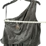 Allen Schwartz ABS Dress Womens 12 Black One Shoulder Blouson Jeweled Dark Fairy Photo 7