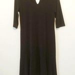 Clara Sun Woo Dress Black 3/4 Sleeve Swing Dress w/ Keyhole Back Sz XS EUC LBD Photo 0