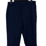 ZARA Chino Crop Trouser Dress Pant Stretch Straight Leg Pockets 6 Navy Blue Photo 2