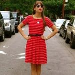 Bordeaux  Striped Red and White Mini Dress Photo 6
