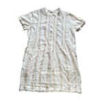 Faherty  Gemina Dress Womens Medium Beige Stripe Pleated‎ 100% Linen Shift Beach Photo 2