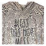 Rae Dunn "Bless This Hot Mess" Small Snow Leopard L/S Sweatshirt Hoodie Sz M Photo 2