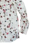 ZARA  Basics Mermaid Print Button Down Blouse Top XS Cream Red Pink Pearl Buttons Photo 1