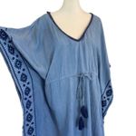 Tommy Bahama Blue Embroidered Caftan Tunic Dress Cover-Up Size M/L Photo 1