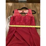 Azazie  Britney Bridesmaid formal long lace halter gown Dress in Burgundy sz A8 Photo 5