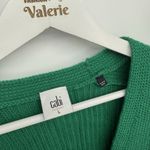 CAbi Green Knit Button Front Cardigan Sweater Cotton Size Large Holiday Photo 6