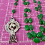 Lucky Brand  Emerald Green Beaded Christ Jesus Long chain Necklace Y-drop 41” Photo 5