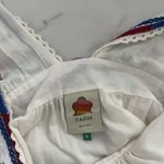 Farm Rio  Embroidered tiered maxi dress Linen Blend Sz M Coastal Boho Chic Artsy Photo 3