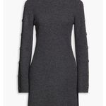 Sandro Paris Embellished Ribbed Wool & Cashmere Long Sleeve Gray Mini Dress US 2 Photo 0