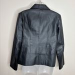 kim rogers Vintage 100% leather jacket zip up black animal print lining 90s Y2K small goth Photo 1