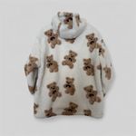 Aelfric Eden  Women’s Bear Print Puffer Jacket - Cream and Brown Photo 1