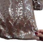 Self Portrait Long Sleeve Sequin Off Shoulder Mini Dress In Beige Photo 8