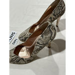 Nine West Womans  7.5 M Brown Beige Snakeskin Pumps Gold High Heel Photo 3