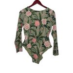 Agua Bendita  Target Green Peony Floral Long Sleeve 1 Piece Swimsuit Bodysuit XL Photo 2