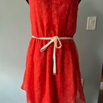 ZARA  square neck orange sleeveless fit flare cute white stars summer dress S Photo 1