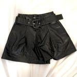 ZARA Black faux leather shorts with belt detailing leopard sequin Photo 2