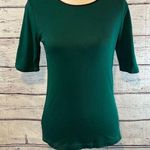 Ann Taylor T-Shirt Half Sleeve w Bow Back Green/Black-Medium Photo 0