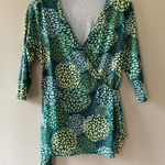 Pattyboutik Sz S Green Stretch V Neck Wrap Blouse Belted Long Sleeves Photo 1