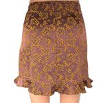 EXPRESS  Purple Orange Silky Satin Floral Ruffle Mini Straight Pencil Skirt Sz 4 Photo 2