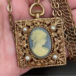 Vintage Unsigned Victorian Lady Cameo Pendant Necklace Photo 6