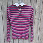 Trina Turk Striped Long Sleeve Top with White Collar Photo 2