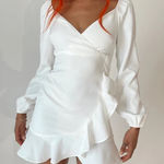 Princess Polly  White Long Sleeve Wrap Dress Photo 0