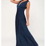 Lulus  Always Stunning Convertible Navy Blue Maxi Dress Size Small Photo 3