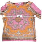 Charter Club  Petite L Retro 60's Pink Orange Mandala Boho Elbow Sleeve Top Photo 6